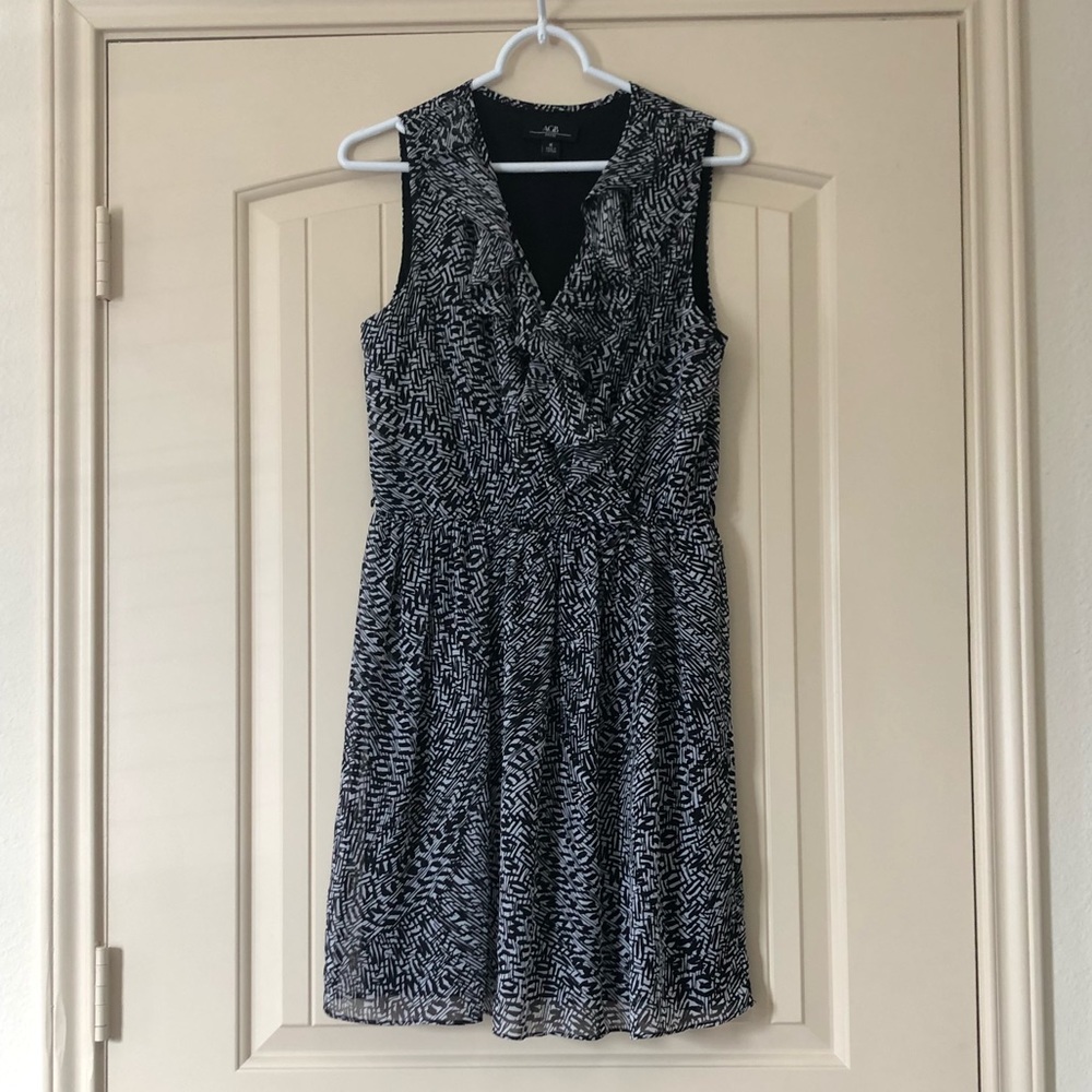 Black/White AGB Ruffle Dress- Size Medium